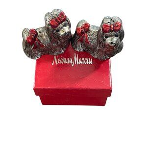Vintage Neiman Marcus Maltese Dogs Salt And Pepper Shakers In Original Box Gift